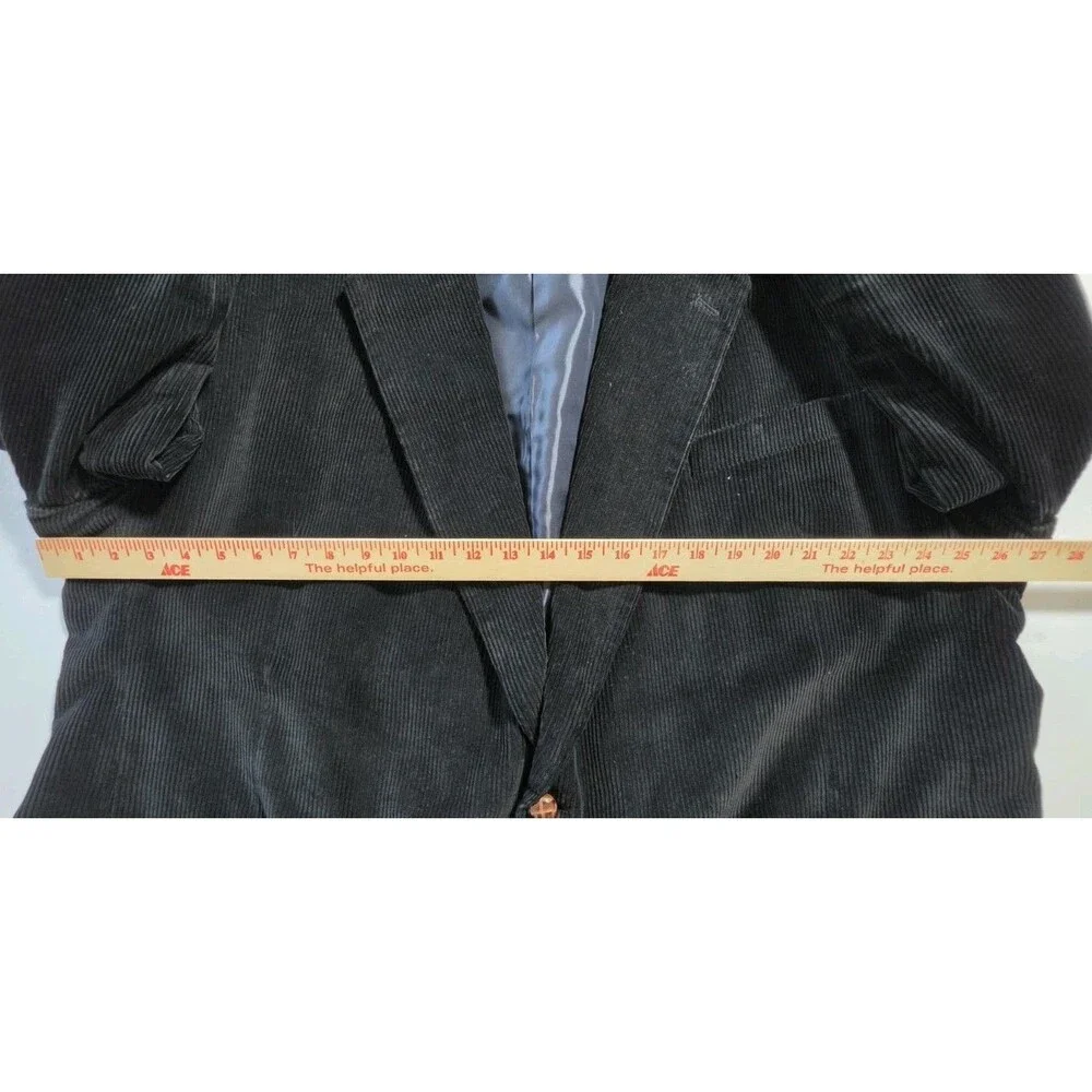 Club Uomo Men 52L Blazer Sport Coat Black Cotton Corduroy 2 Button Long Big Tall